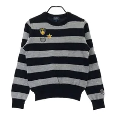 サイズ：4 PEARLY GATES パーリーゲイツ  カシミヤ混 ニットセーター ニコちゃん ボーダー柄 グレー系 [240101651342] ゴルフウェア メンズ ストスト