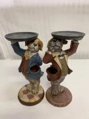 執事風の犬 置物 アクセサリートレイ ペンスタンド 飾り インテリア アンティーク風