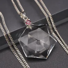 R837 水晶 ルビー？ピンクスピネル？ SILVER925刻印 ネックレス デザイン シルバー