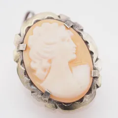 R890 シェルカメオ 925刻印 ブローチ 女性横顔 デザイン シルバー ヴィンテージ