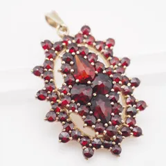 S153 ガーネット ペンダント トップ デザイン シルバー チャーム ヘッド 1月誕生石