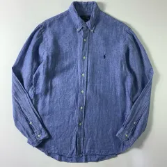 Polo ポロ ラルフローレン 新モデル 刺繍 リネン ブルー シャツ