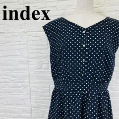 index インデックス ワンピース ドット柄 ネイビー M 0299K
