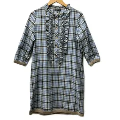 TRICOT CHIC(トリコシック) ワンピース サイズI.40 レディース - ライトブルー×黒×マルチ クルーネック/長袖/ひざ丈/チェック柄/フリル