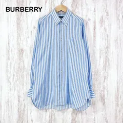 BURBERRY LONDON バーバリーロンドン ホースロゴ刺繡 ストライプ ノバチェック 総柄 BD ボタンダウン 長袖シャツ ブルー
