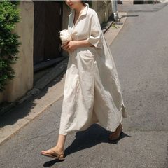 【WEB完売品】PLAGE プラージュ　スキッパーワンピース ベージュ 38 WEB完売品】PLAGE プラージュ スキッパーワンピース ベージュ 38