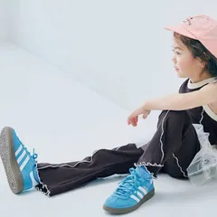 【新作】配色メロウのストレッチリブフレアパンツ p.premier ブラック 100㎝ 子供服 長パンツ P220016のサムネイル