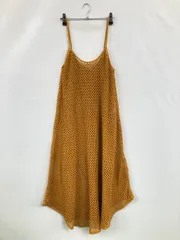 ZARA ザラ ワンピース USA S イエロー コットン 無地 ひざ丈 袖なし フレア