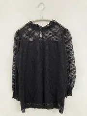One Way ワンウェイ シャツ/ブラウス F ブラック ナイロン レース 長袖 ミドル丈 スタンドカラー