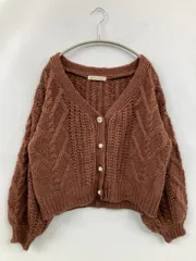 MAJESTIC LEGON マジェスティックレゴン カーディガン/ボレロ M ブラウン 無地 ビジュー ショート丈 長袖