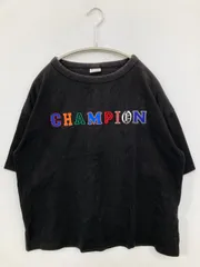Champion チャンピオン Tシャツ/カットソー M ブラック クルーネック(丸首) ミドル丈 半袖 前面プリント ブランドロゴ