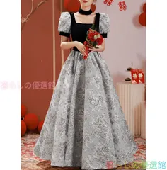 カラードレス ウェディングドレス ベロア ベルベットブラック 半袖 パフスリーブ ウエディングドレス イブニングドレス 発表会 演奏会 結婚式  前撮り 二次会 光沢感 ファスナー 上品 レトロ lf0317