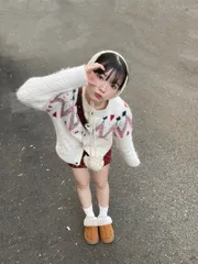 yolo ヨロ カーディガン/ボレロ アイボリー その他総柄 ミドル丈 長袖