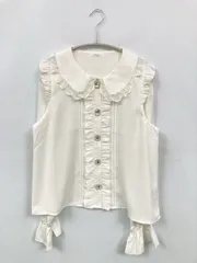 Pal elfy シャツ/ブラウス F ホワイト ナイロン 無地 レース フリル ビジュー ミドル丈 長袖 レギュラーカラー