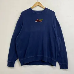 CHAPS チャップス スウェット トレーナー 長袖 車 木 刺繍 コットン 古着 VINTAGE ネイビー系 L C590のサムネイル