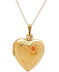 イタリアン ゴールド レディース アクセサリー ネックレス・チョーカー・ペンダントトップ レース Italian Gold Engraved Heart Locket 18 Pendant Necklace in 10k Yellow Gold イエロー