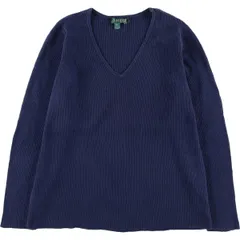 古着 ラルフローレン Ralph Lauren LAUREN ローレン リブ編み Vネック コットンニットセーター レディースS相当/eaa621743