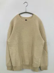 UNIQLO ユニクロ ニット/セーター M アイボリー 無地 ミドル丈 長袖 クルーネック(丸首)