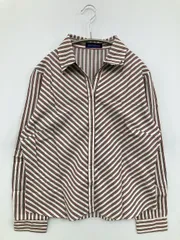 ECCLESIA シャツ/ブラウス LL ホワイト コットン ストライプ柄 ミドル丈 長袖 レギュラーカラー