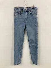 ZARA ザラ デニムパンツ EUR 36 ブルー フルレングス 無地 スキニー・タイト テーパード ハイウエスト ヴィンテージ