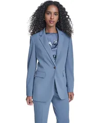 カルバンクライン レディース アウター ジャケット・ブルゾン クレープ スキューバ Calvin Klein Womenscuba Crepe OneButton Jacket Flint