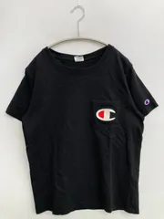 Champion チャンピオン Tシャツ/カットソー XL ブラック ワンポイント ブランドロゴ ミドル丈 半袖 クルーネック(丸首)