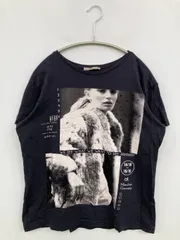 ZARA ザラ Tシャツ/カットソー USA M ブラック 前面プリント ミドル丈 半袖 クルーネック(丸首)