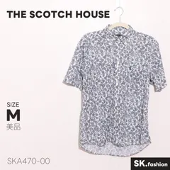 美品 THE SCOTCH HOUSE トップス 総柄 フラワープリント 半袖　バックロング　ポケット付 ボタンダウン シャツ