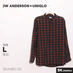 美品 JW ANDERSON×UNIQLO トップス チェック柄 コットン素材 長袖 レギュラーカラー シャツ