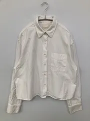 UNIQLO JW Anderson ユニクロジェイダブリューアンダーソン シャツ/ブラウス L ホワイト コットン 無地 ワンポイント ショート丈 長袖 レギュラーカラー