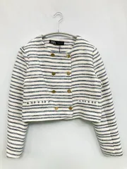 ZARA ザラ ノーカラージャケット M ホワイト