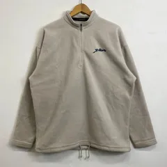 DESCENTE デサント フロント ハーフジップ 長袖 フリース ロゴ 刺繡 スポーツ 古着 VINTAGE ベージュ系 O C591