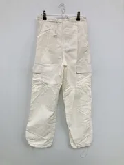 カーゴパンツ F ホワイト フルレングス ナイロン 無地 ワイド・ルーズ ストレート レギュラー ウエストゴム・紐