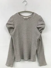 OPAQUE.CLIP オペークドットクリップ Tシャツ/カットソー 38/M ブラック ボーダー柄 ミドル丈 長袖 クルーネック(丸首)