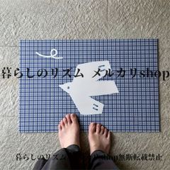 ラグ マット カーペット 滑り止め付き 柔らか 滑りにくい チェック柄 バスマット トイレ キッチン 床 洗面所 バスルーム  鳥 鳥モチーフ 北欧デザイン おしゃれ  玄関マット 一人暮らし アパート 40×60cm ブルー