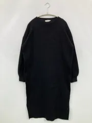 AZUL by MOUSSY アズールバイマウジー ワンピース S ブラック ニット コットン ナイロン 無地 長袖 ひざ丈 タイト