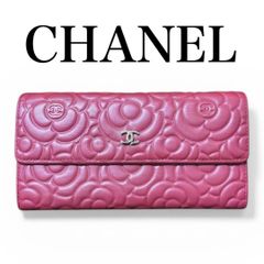 シャネル✨カメリア✨フラップ ピンク no5 ステッチ 長財布 152 - メルカリ