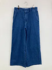 UNIQLO ユニクロ デニムパンツ L ブルー クロップド・半端丈 無地 ワイド・ルーズ ストレート ハイウエスト