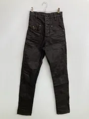 G-STAR ジースター デニムパンツ 25 ブラック フルレングス 無地 ワンポイント スキニー・タイト ストレート ハイウエスト リジッド・ワンウォッシュ