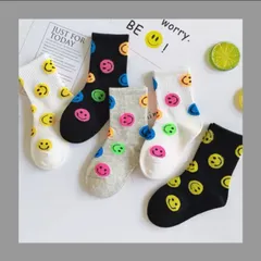 スマイル総柄 キッズソックス 16～18cm 子供用 靴下