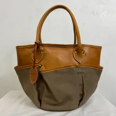 zucchero filato ズッケロフィラート カウレザー × キャンバス マルシェ ハンド バッグ 鞄 ブラウン C600