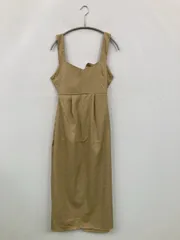 CECIL McBEE セシルマクビー ワンピース M ベージュ コットン 無地 リボン 袖なし ロング・マキシ丈 タイト