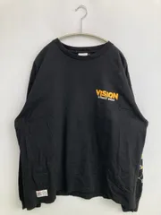 VISION STREET WEAR ヴィジョンストリートウェア Tシャツ/カットソー XL ブラック 前面プリント ブランドロゴ ミドル丈 長袖 クルーネック(丸首)