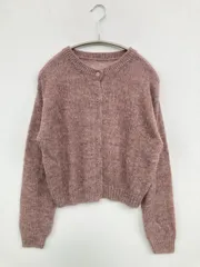 カーディガン/ボレロ ピンク ウール・ニット 無地 ショート丈 長袖