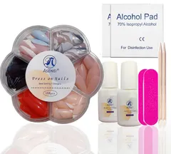 ネイルチップ セット 168枚 中長アーモンド形 7デザイン グルー・リムーバー付き 付け爪 簡単装着 秋冬可愛い 初心者向け