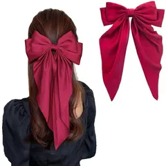 卒業式 蝶結び 和装 髪留め 婚式 人気 lolita髪飾り お茶会 ビッグ お姫様 リボン リボン ヘアーアクセサリー 成人式髪飾 髪飾り (レッド) バレッタクリップ