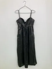 ZARA ザラ ワンピース USA S ブラック 合成皮革/人工皮革 無地 袖なし ミモレ・半端丈 フレア