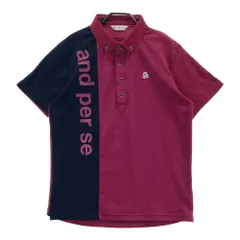 サイズ：L AND PER SE アンパスィ  半袖ポロシャツ ボタンダウン  パープル系 [240101643507] ゴルフウェア メンズ ストスト