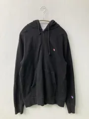 Champion チャンピオン パーカー X-LARGE ブラック コットン 裏起毛 無地 ワンポイント ブランドロゴ ジップアップ 長袖