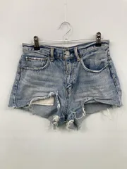 MOUSSY マウジー デニムパンツ 1 ブルー ショート・ひざ上丈 無地 スタンダード レギュラー ヴィンテージ クラッシュ・ダメージ